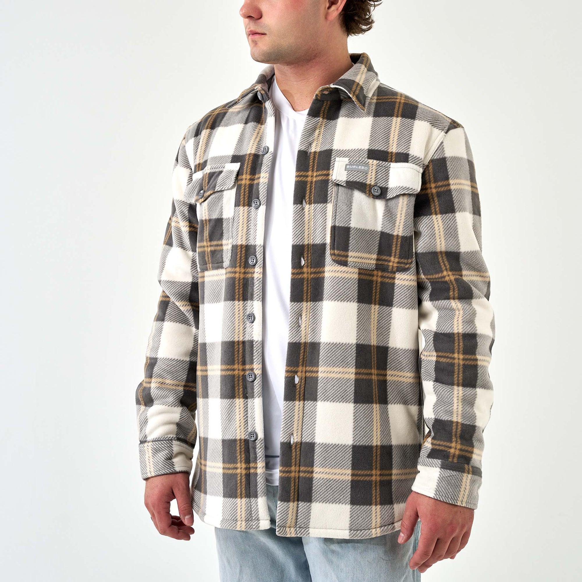 Burlebo Men's Shacket in Coyote Plaid