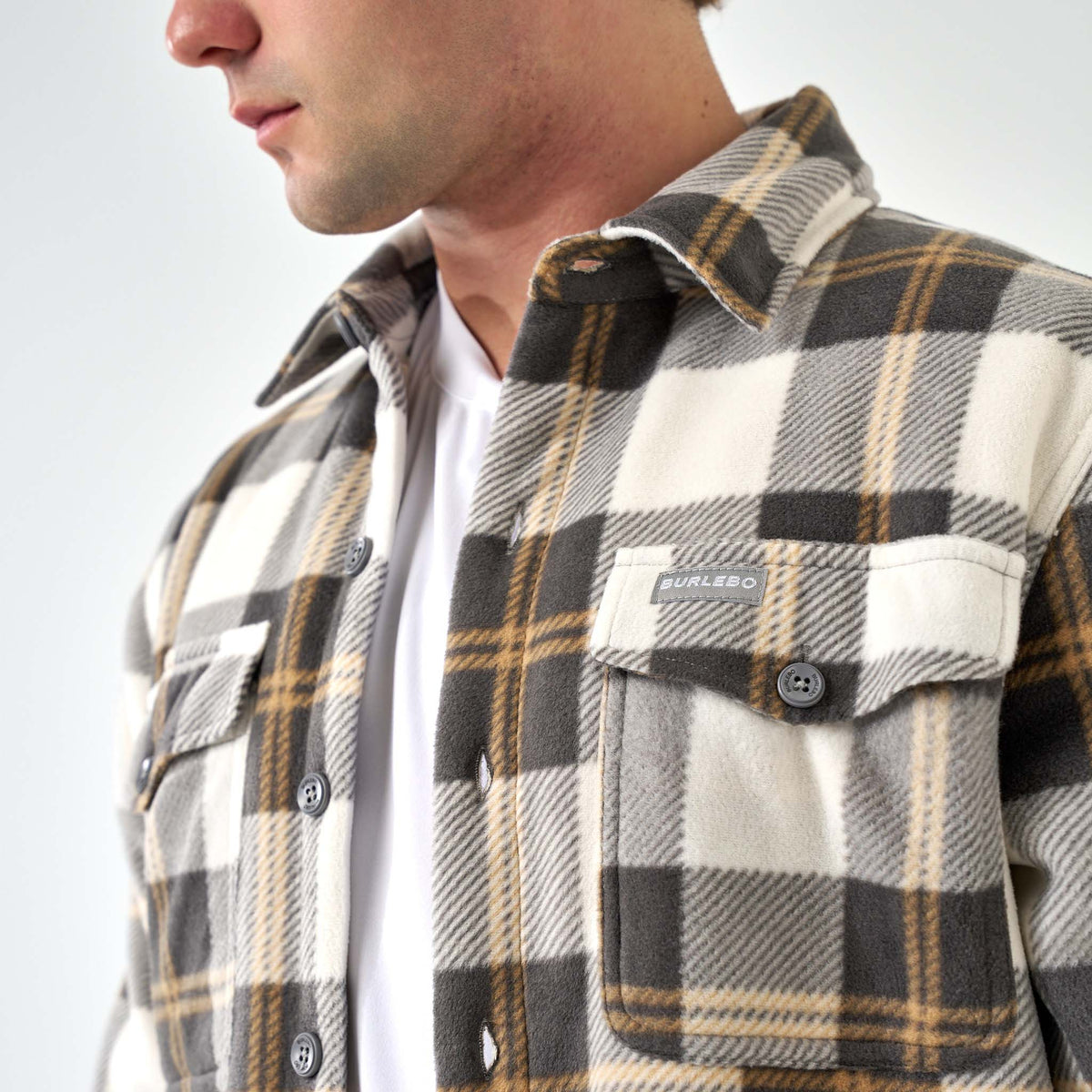 Burlebo Men's Shacket in Coyote Plaid