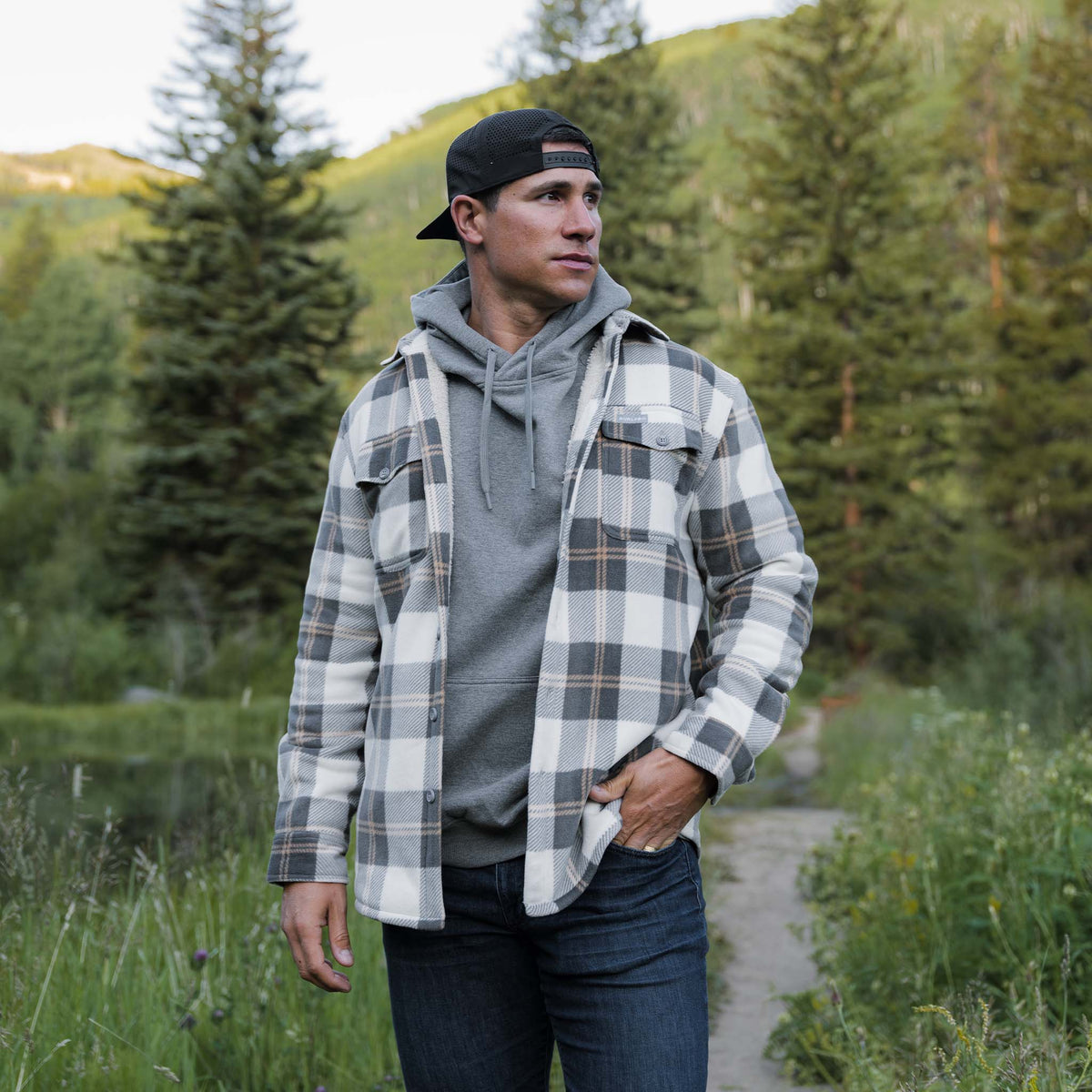 Burlebo Men's Shacket in Coyote Plaid