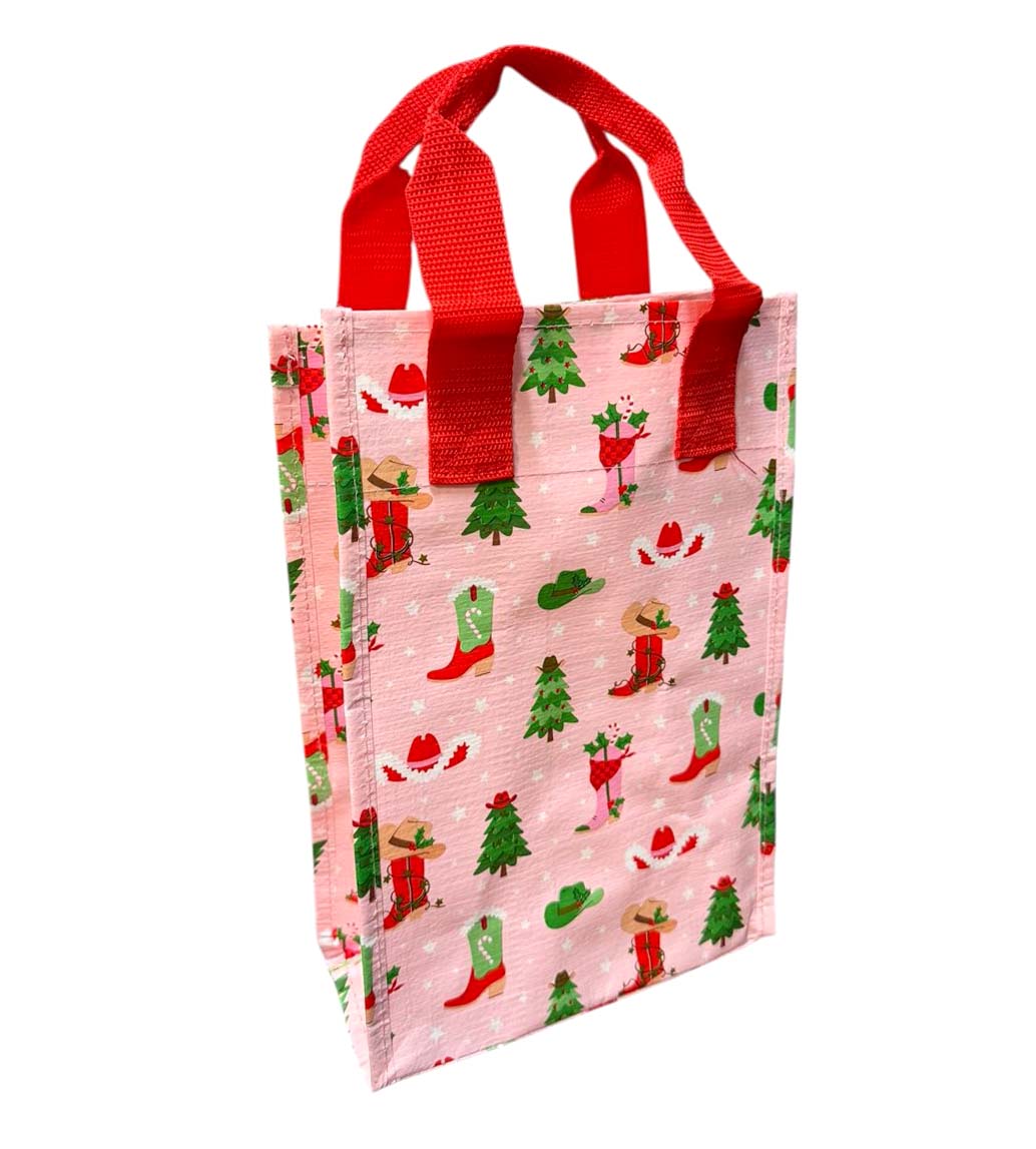 Swig Howdy Holidays Tall Reusable Bag that Measures: 8" L x 5" W x 12" H