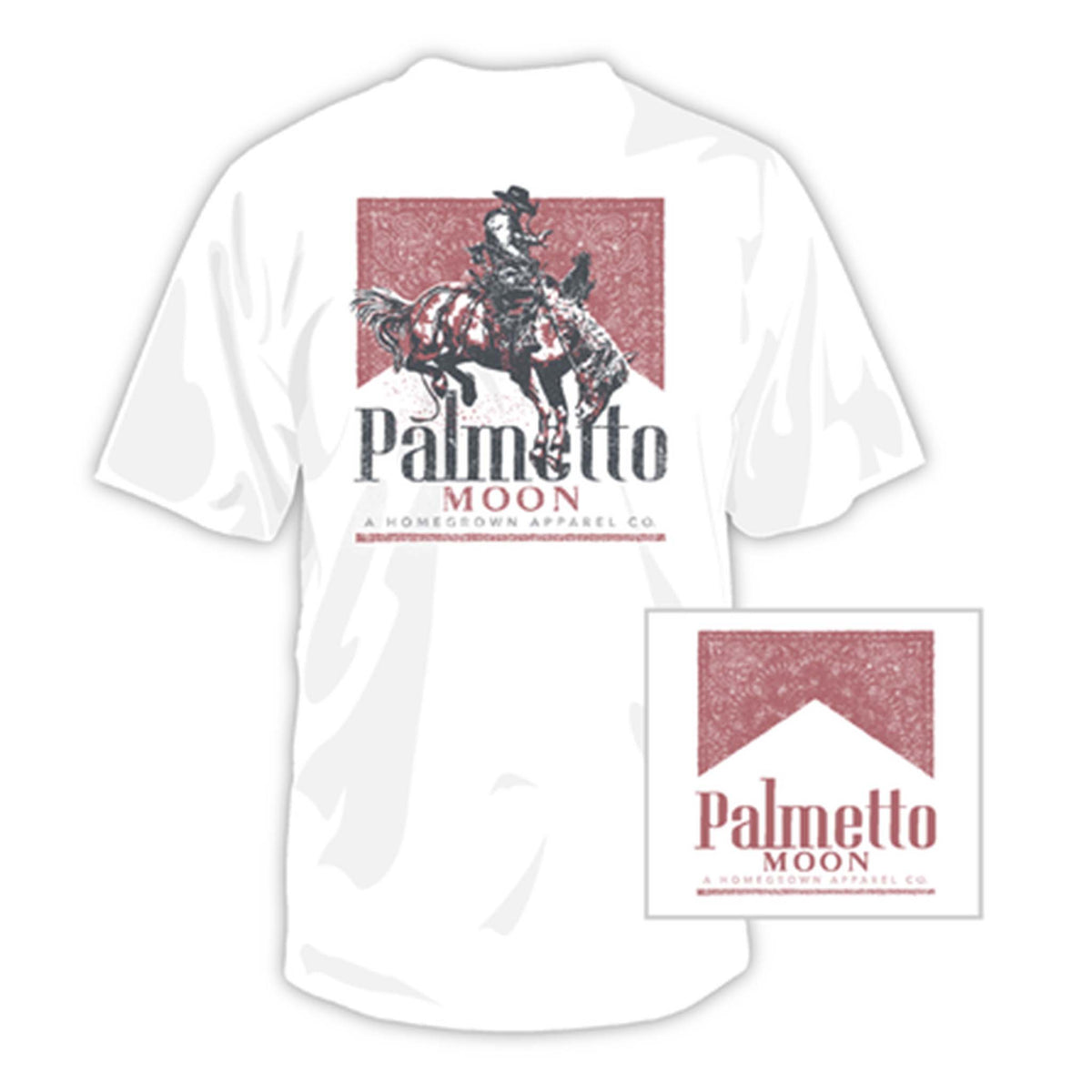 Cowboy Up Short Sleeve T-Shirt in White by Palmetto Moon