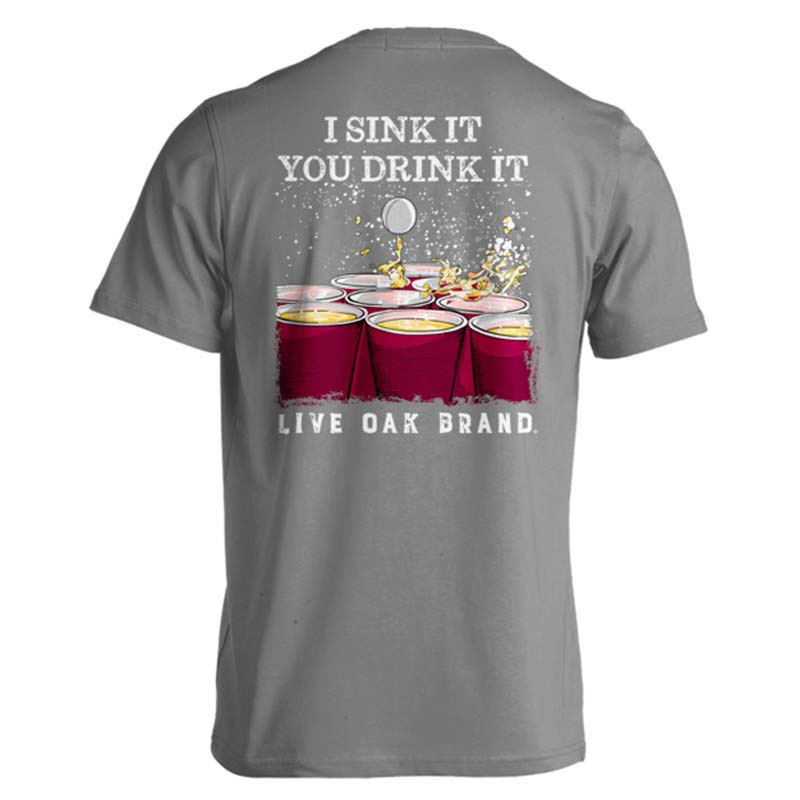 Beer Pong Short Sleeve T-Shirt in Grey and Garnet