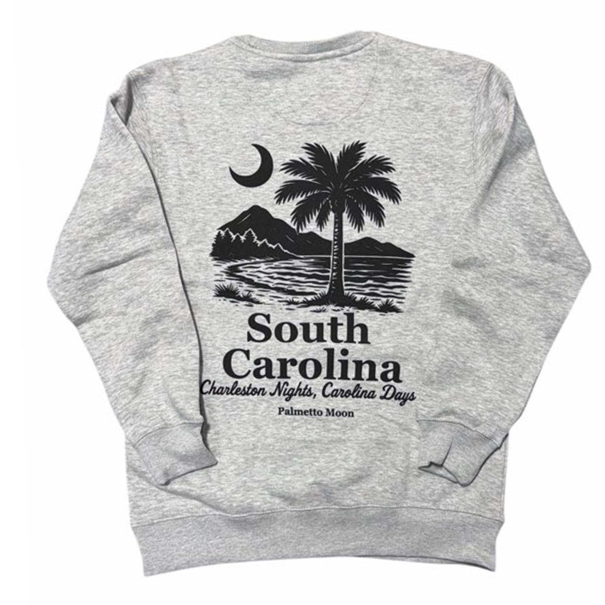 Heather Grey | Heather Light Gray sweatshirt with black graphic and text on a white background