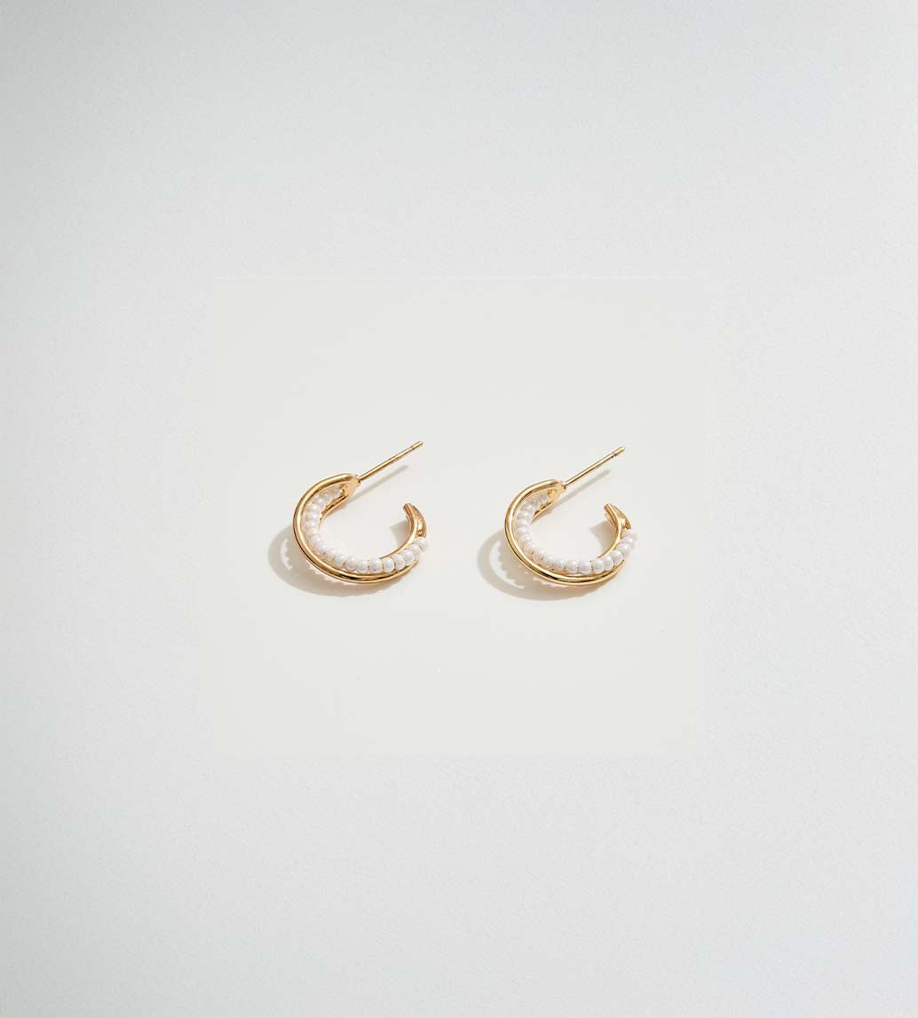 Pearl and Gold Hoop Earrings with post back
