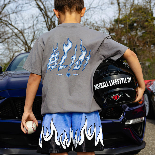 Youth Blue Flame Mesh Shorts