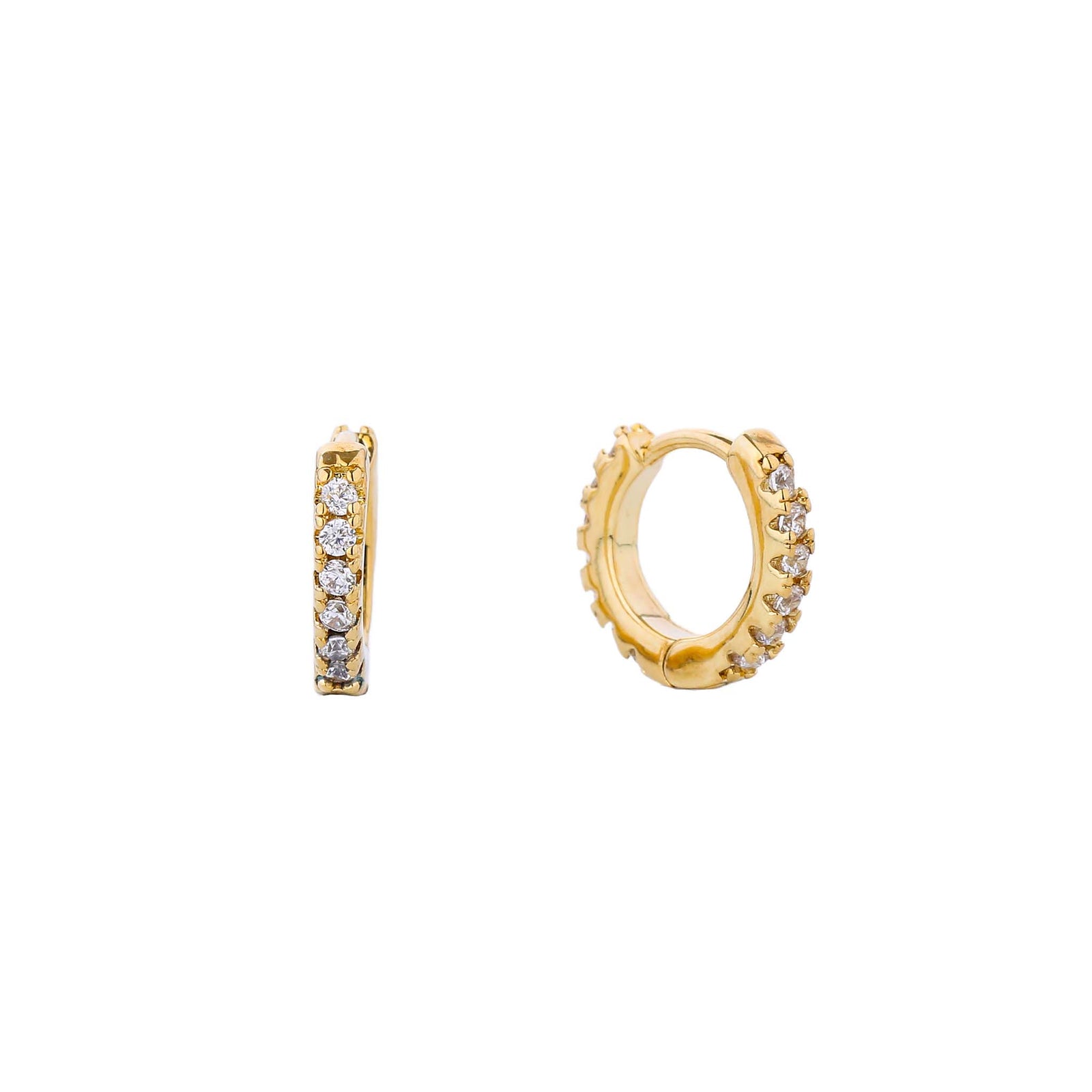 do everything in love Gold Pave Tiny Huggie Earrings
