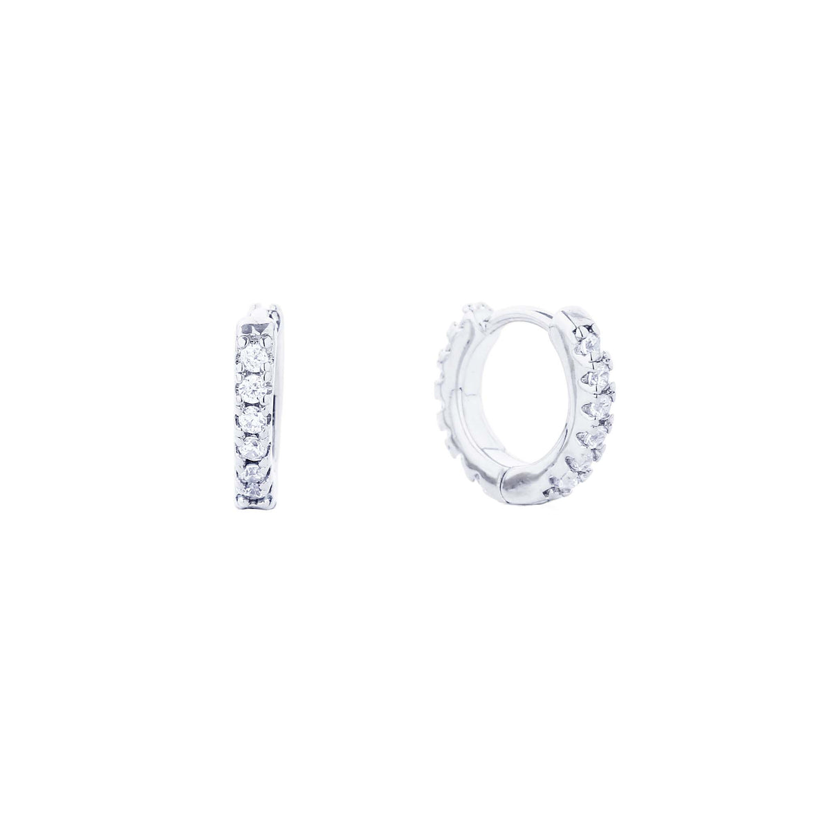 Silver Pave Tiny Huggie Earrings by do everything in love