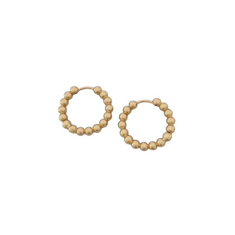 14K Gold Dipper Small Ball Detail Hoop Earrings