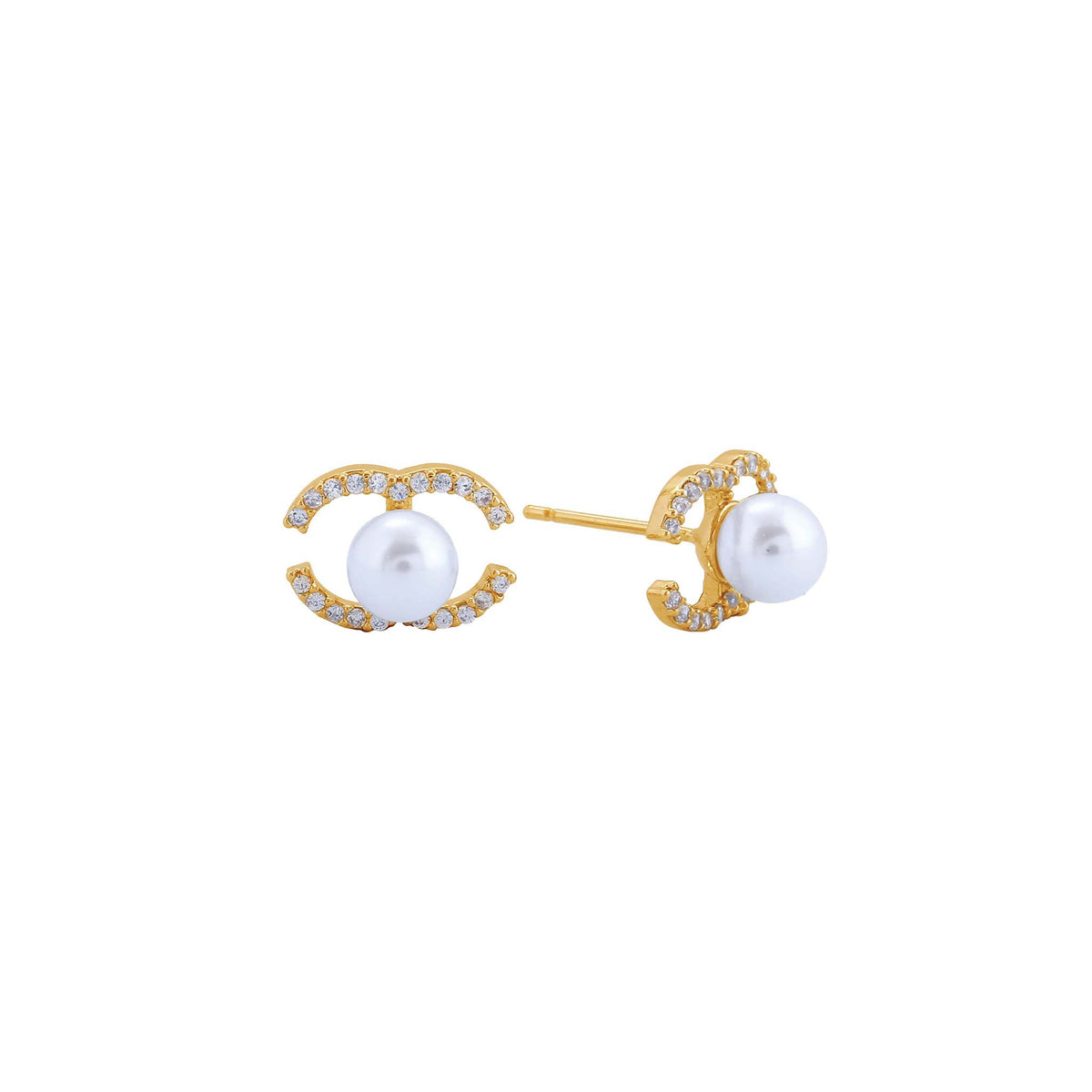 Pearl and Diamond Stud Earrings