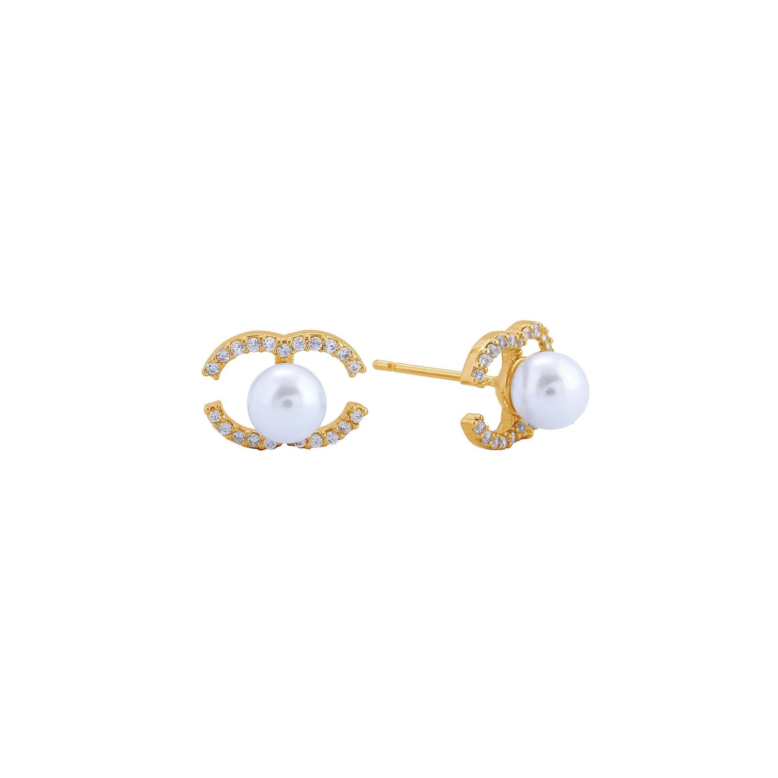 Pearl and Diamond Stud Earrings