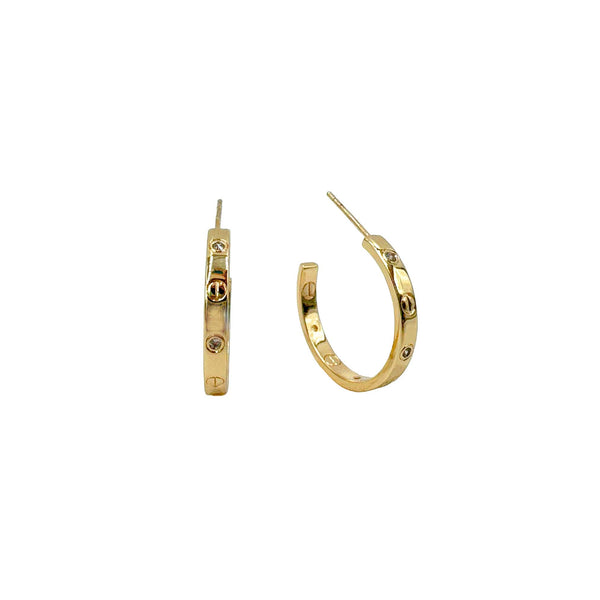 Gold Screw Detail Hoop Earrings