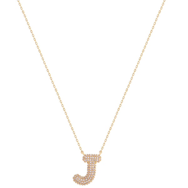 Imitation Gold Necklace with sparkly imitation diamonds adorning initial J charm. Adjustable closure.