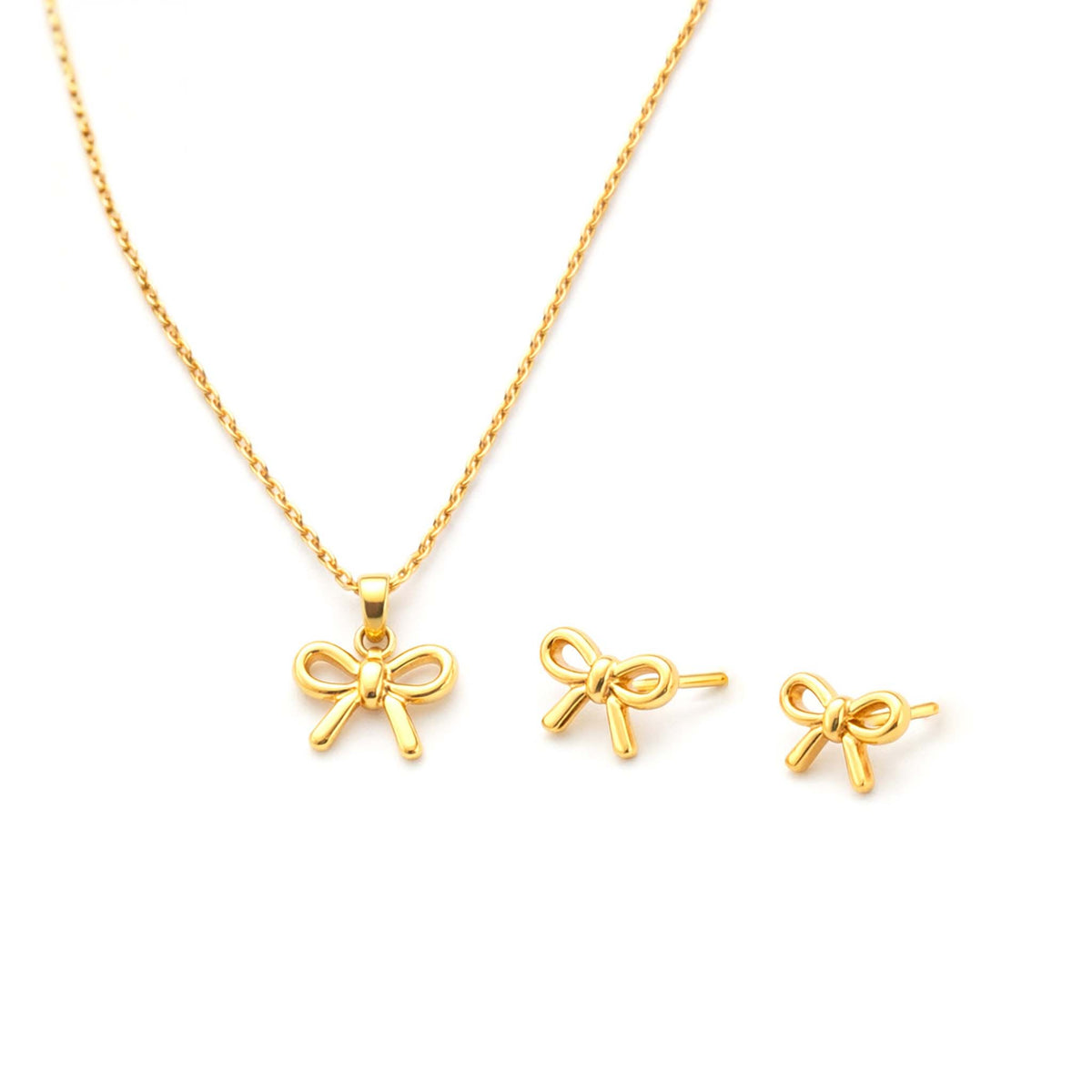 Gold Bow Necklace with Earrings Set by Do Everything In Love