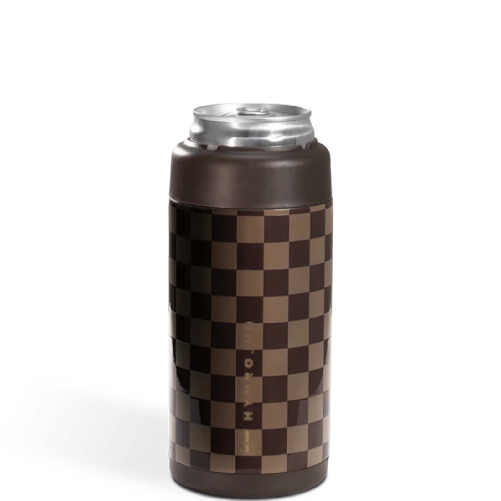 Checkered pattern can cooler on a white background