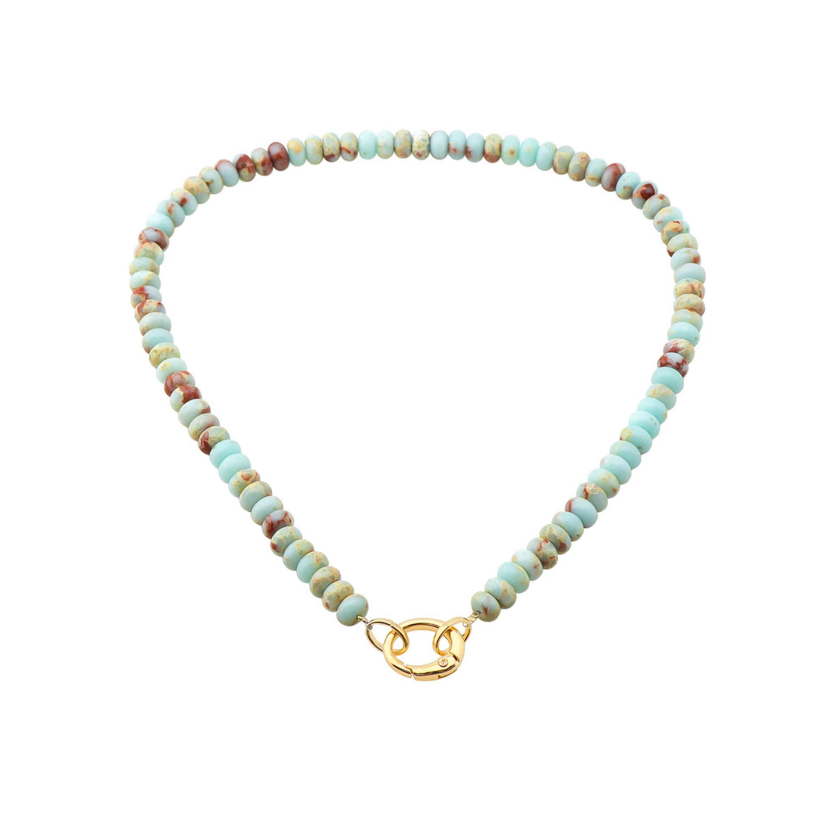 Aqua Stone Necklace with Gold Clasp by what's hot jewelry