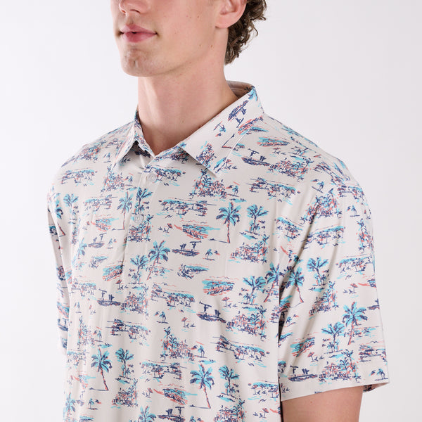 Vintage Tropical Printed Polo
