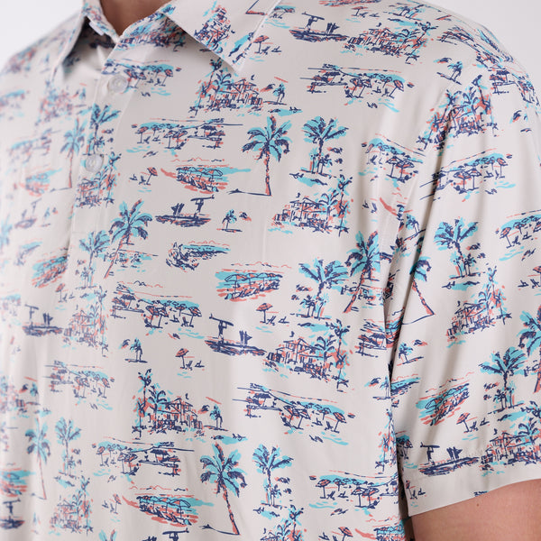 Vintage Tropical Printed Polo