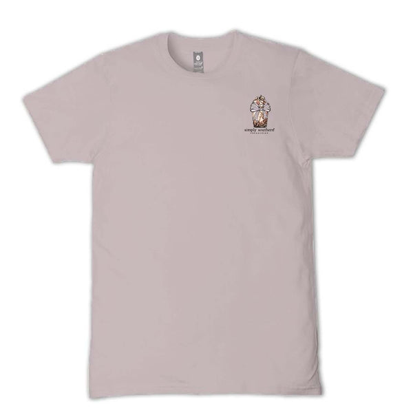 Light gray t-shirt with a Simply Southern small logo on the chest against a white background