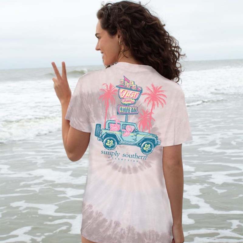 Flamingo Jeep Short Sleeve T-Shirt