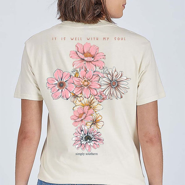 Simply Southern Well With My Soul Short Sleeve T-Shirt in linen white