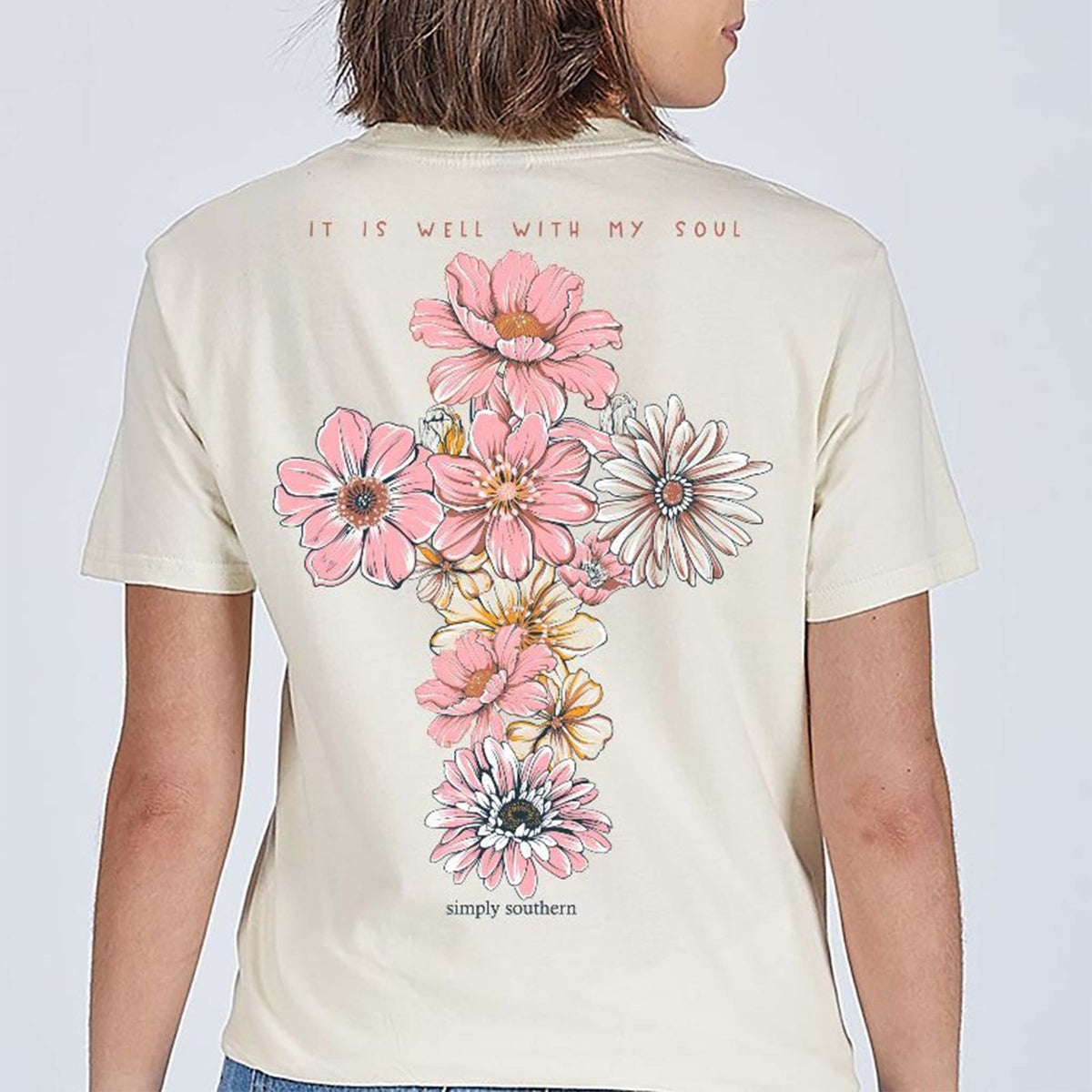 Simply Southern Well With My Soul Short Sleeve T-Shirt in linen white