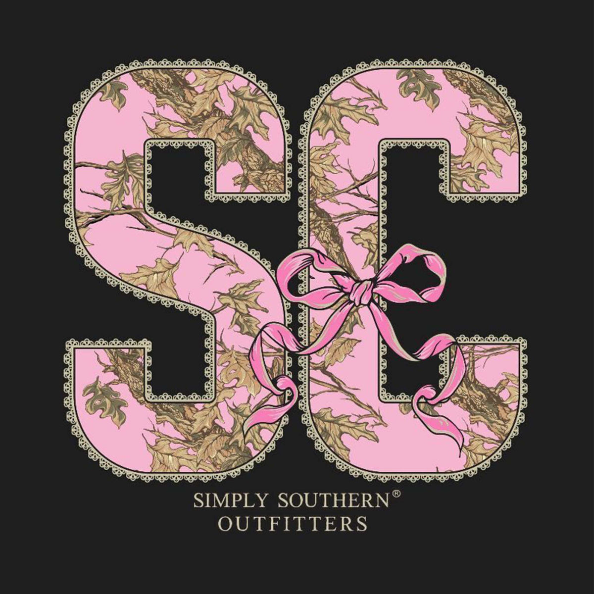 simply southern South Carolina Camo Fill Short Sleeve T-Shirt in black with pink camo design