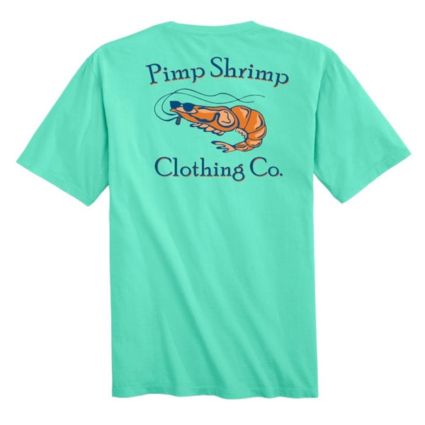 Pimp Shrimp Original Logo Short Sleeve T-Shirt in Seafoam