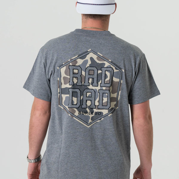 Rad Dad Deer Camo Short Sleeve T-Shirt in Dark Heather Grey