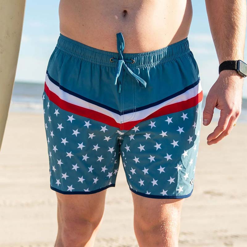 7 Inch Swim Shorts in Stars and Stripes