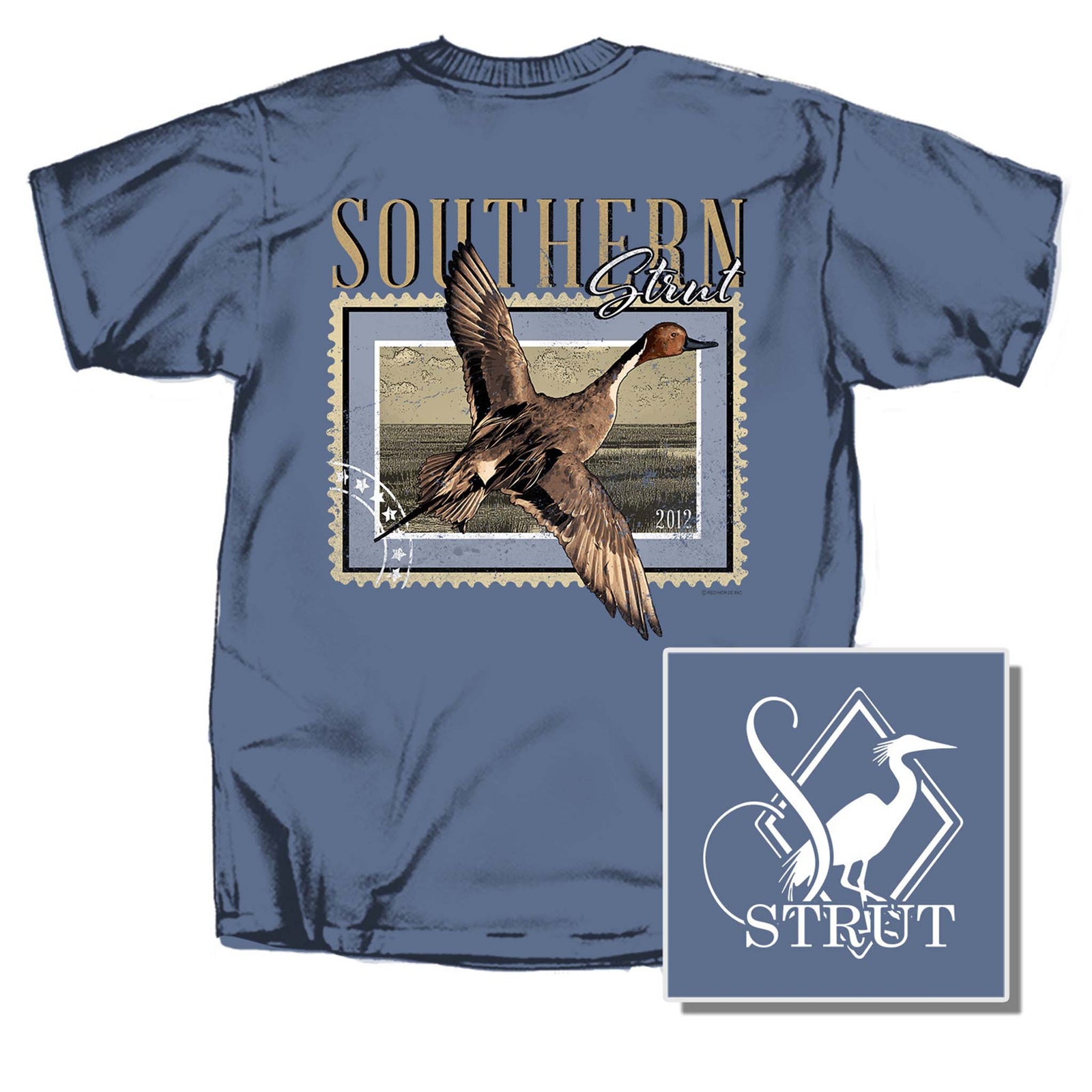 Southern Strut Pintail Stamp Short Sleeve T-Shirt in Washed Denim