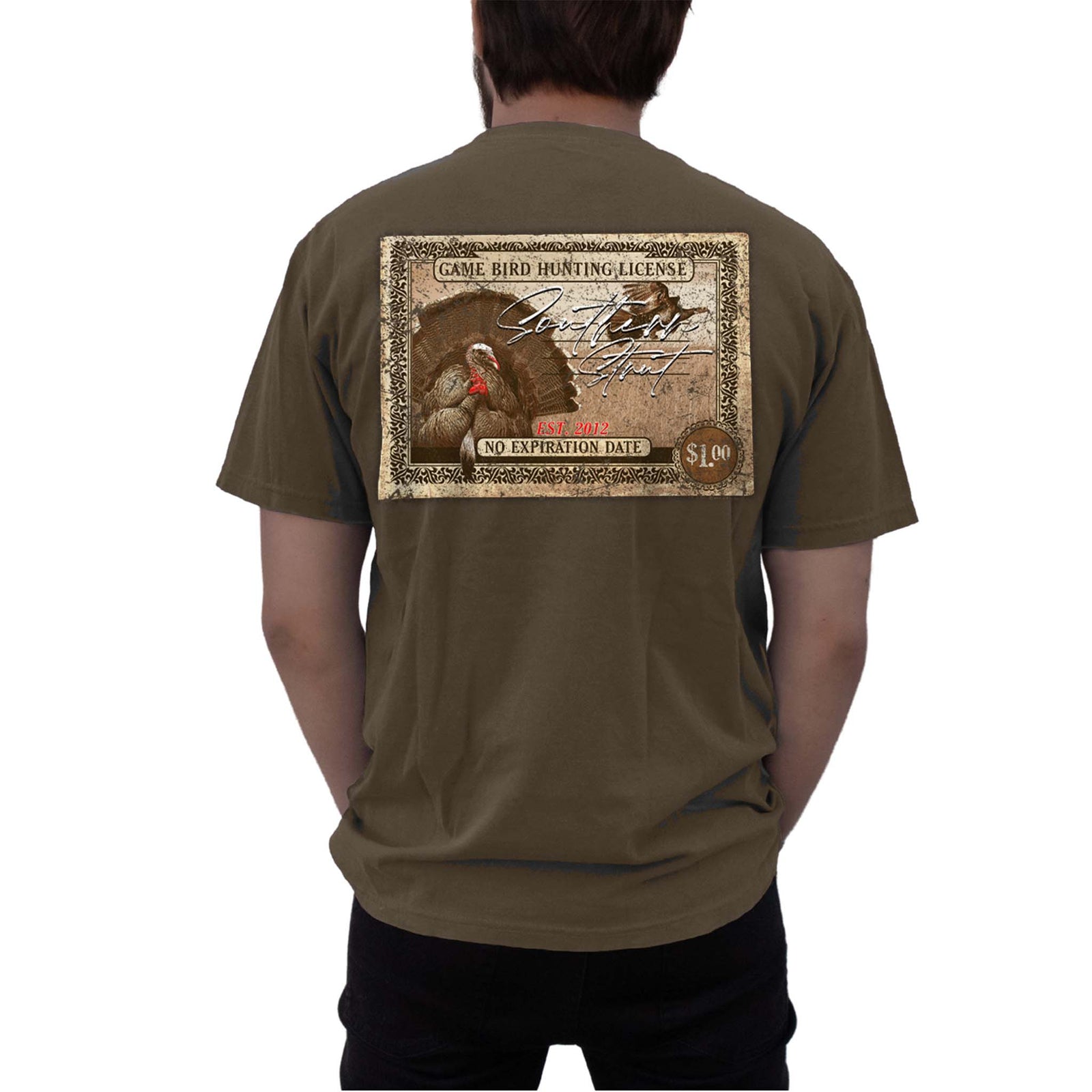 Southern Strut Turkey License Short Sleeve T-Shirt in Espresso