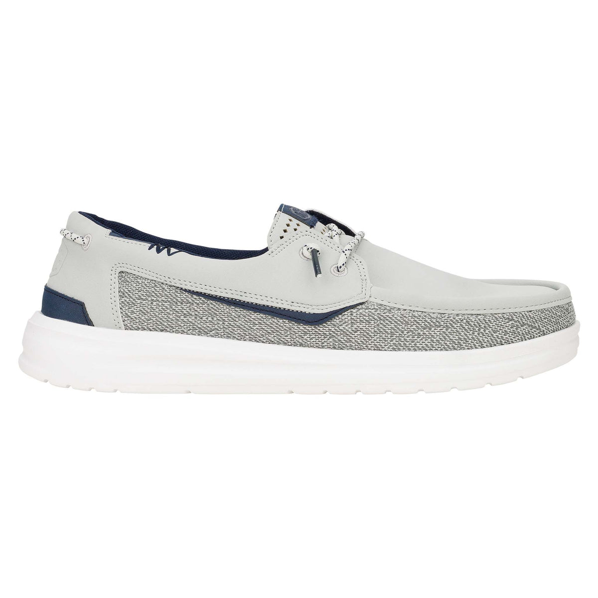 Gray and blue casual shoe on a white background