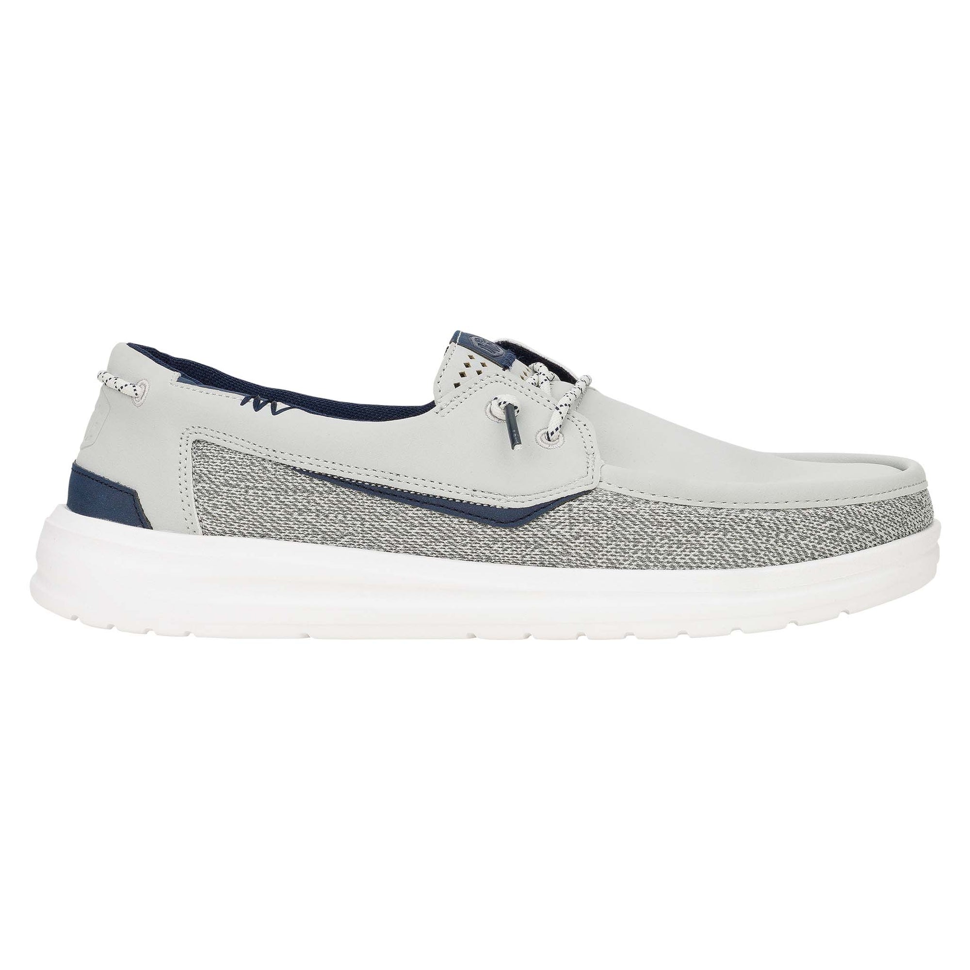 Gray and blue casual shoe on a white background