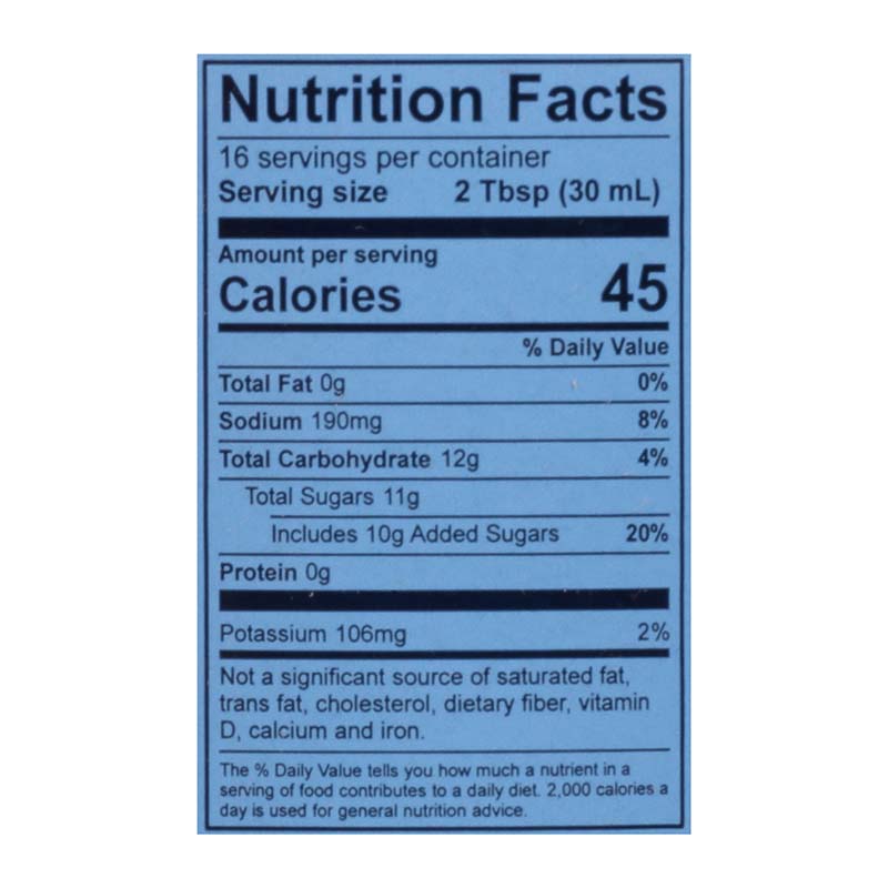 Carolina Tar Heels® BBQ Sauce nutrition facts