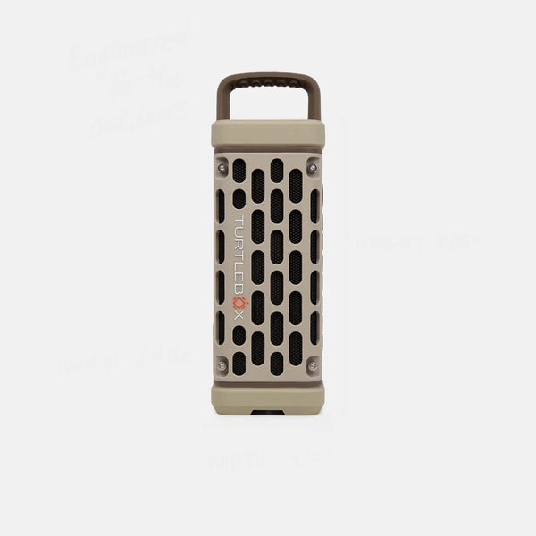 Tan Turtlebox Ranger speaker shown upright.