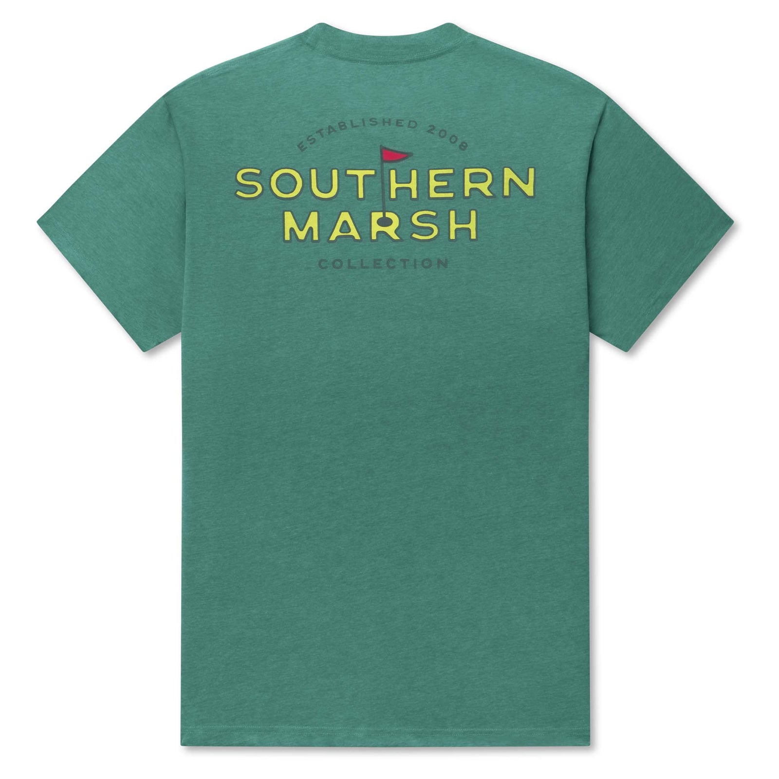 Green t-shirt with 'Southern Marsh' logo on the back against a white background