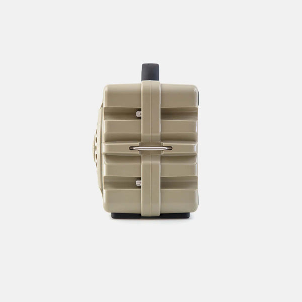 side view of TurtleBox Gen 3 Tan Portable Speaker