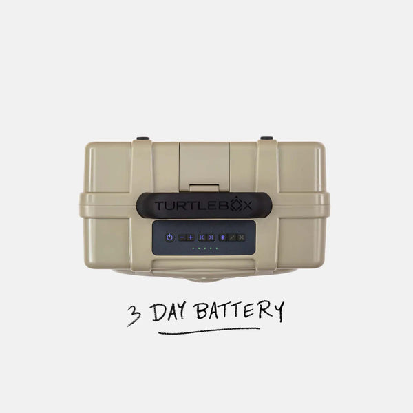 overhead shot of TurtleBox Gen 3 Tan Portable Speaker