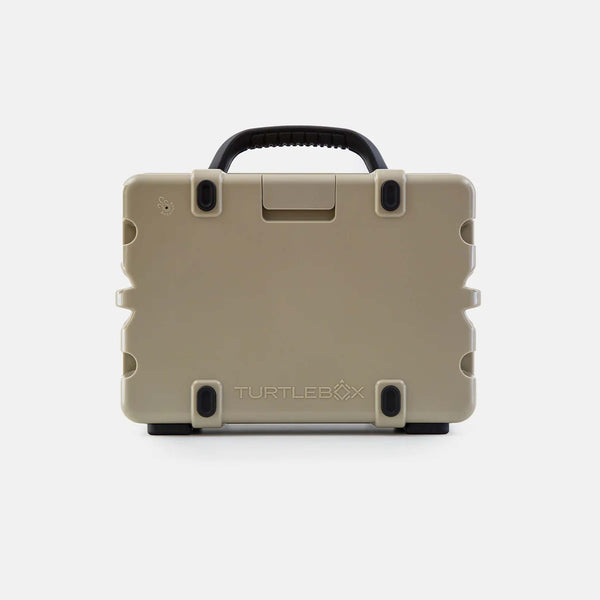 back view of TurtleBox Gen 3 Tan Portable Speaker