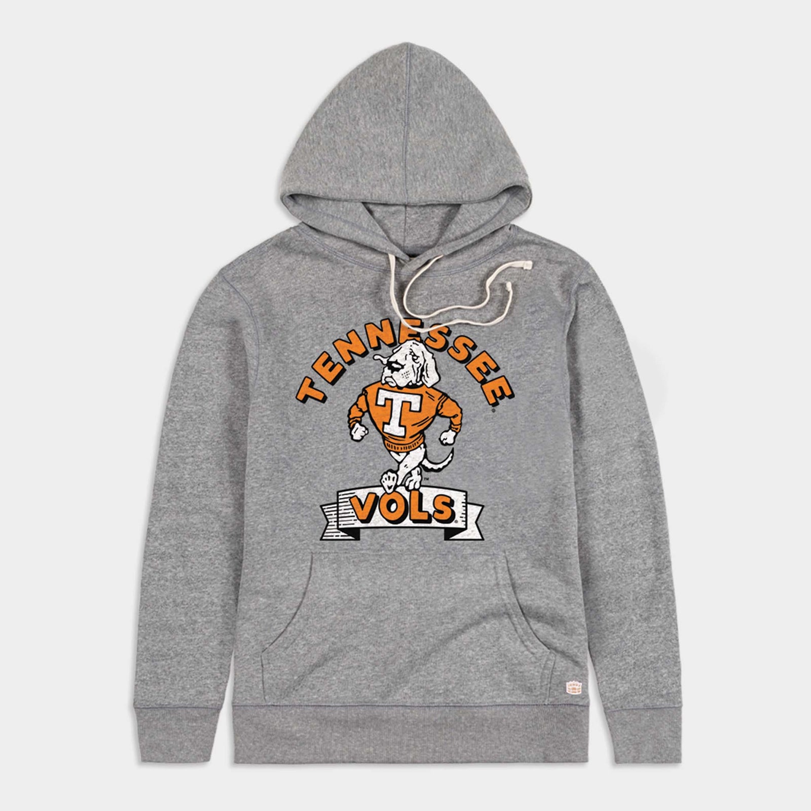 Light grey Tennessee Vols hoodie with Smokey mascot graphic in orange and white.