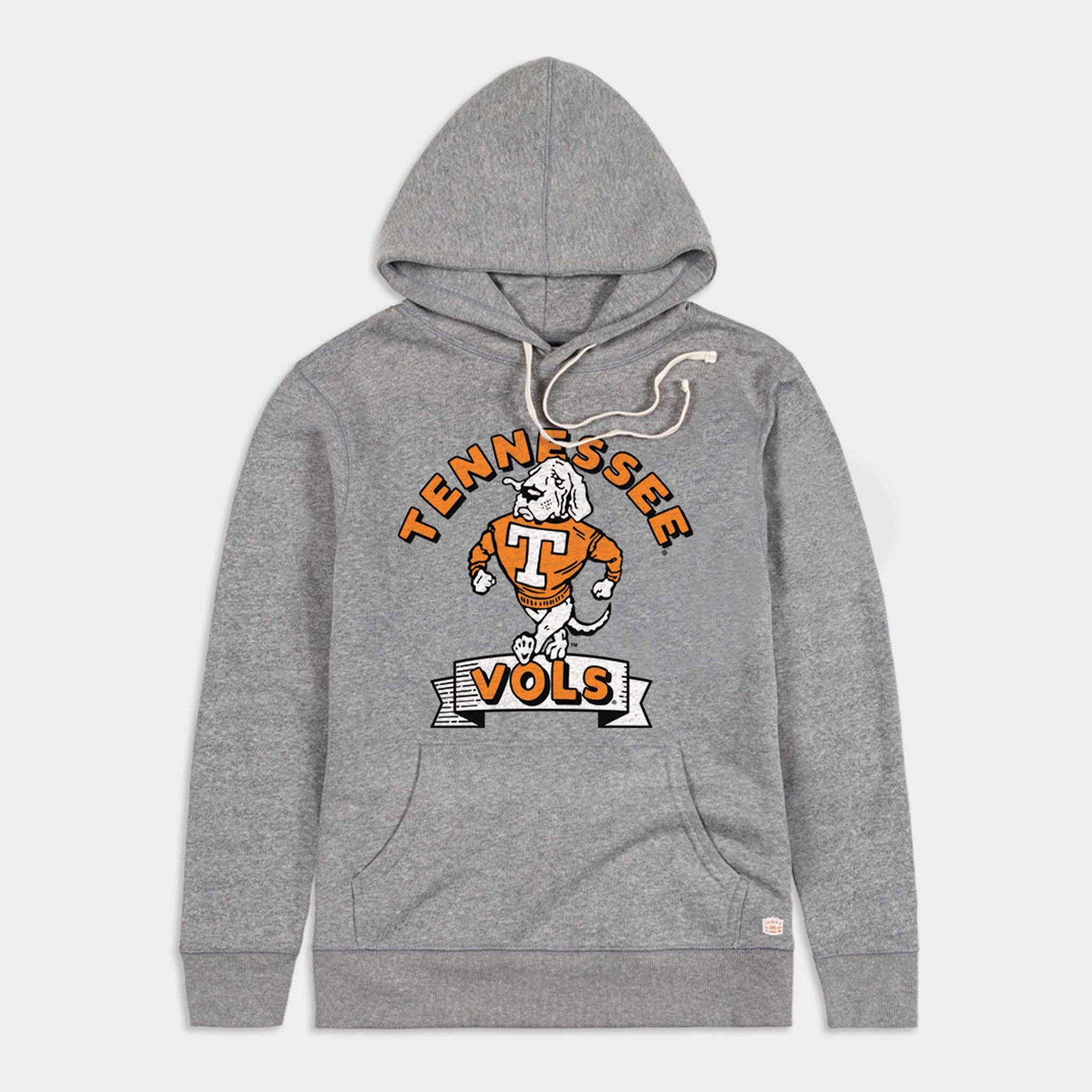 Light grey Tennessee Vols hoodie with Smokey mascot graphic in orange and white.