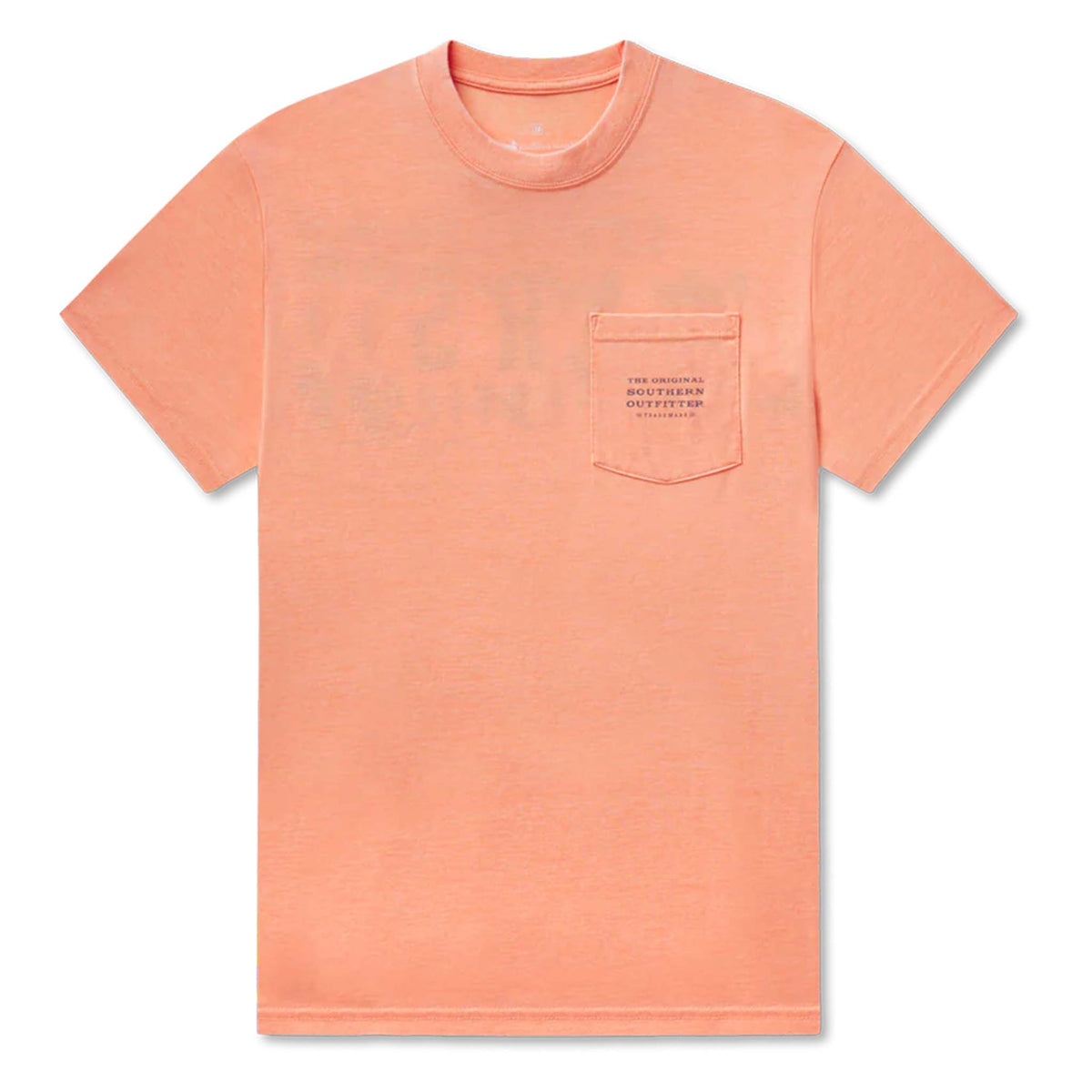 Peach-colored t-shirt with a pocket on a white background