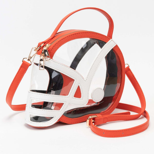 Football Helmet Clear Crossbody Bag in Orange