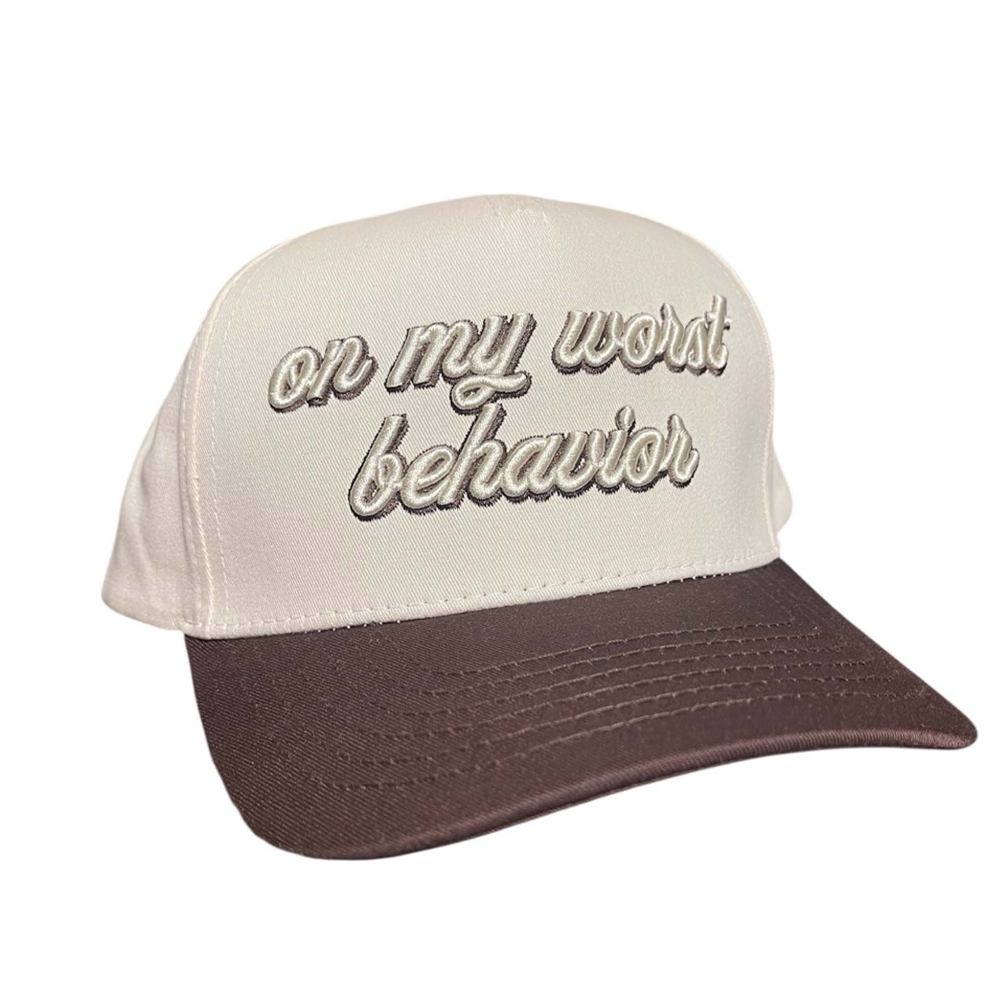 On My Worst Behavior Hat in Brown and Natural