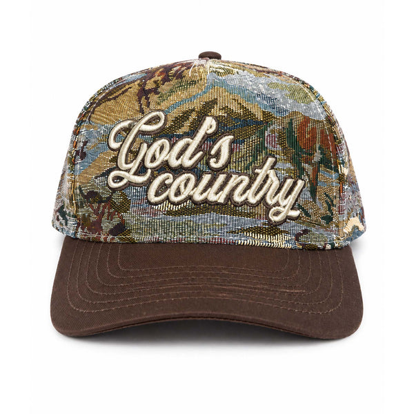 God’s Country Embroidered Tapestry Trucker Hat