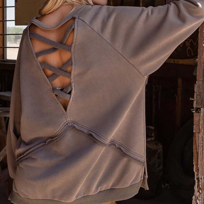 Pullover Back Cut Out Sweatshirt