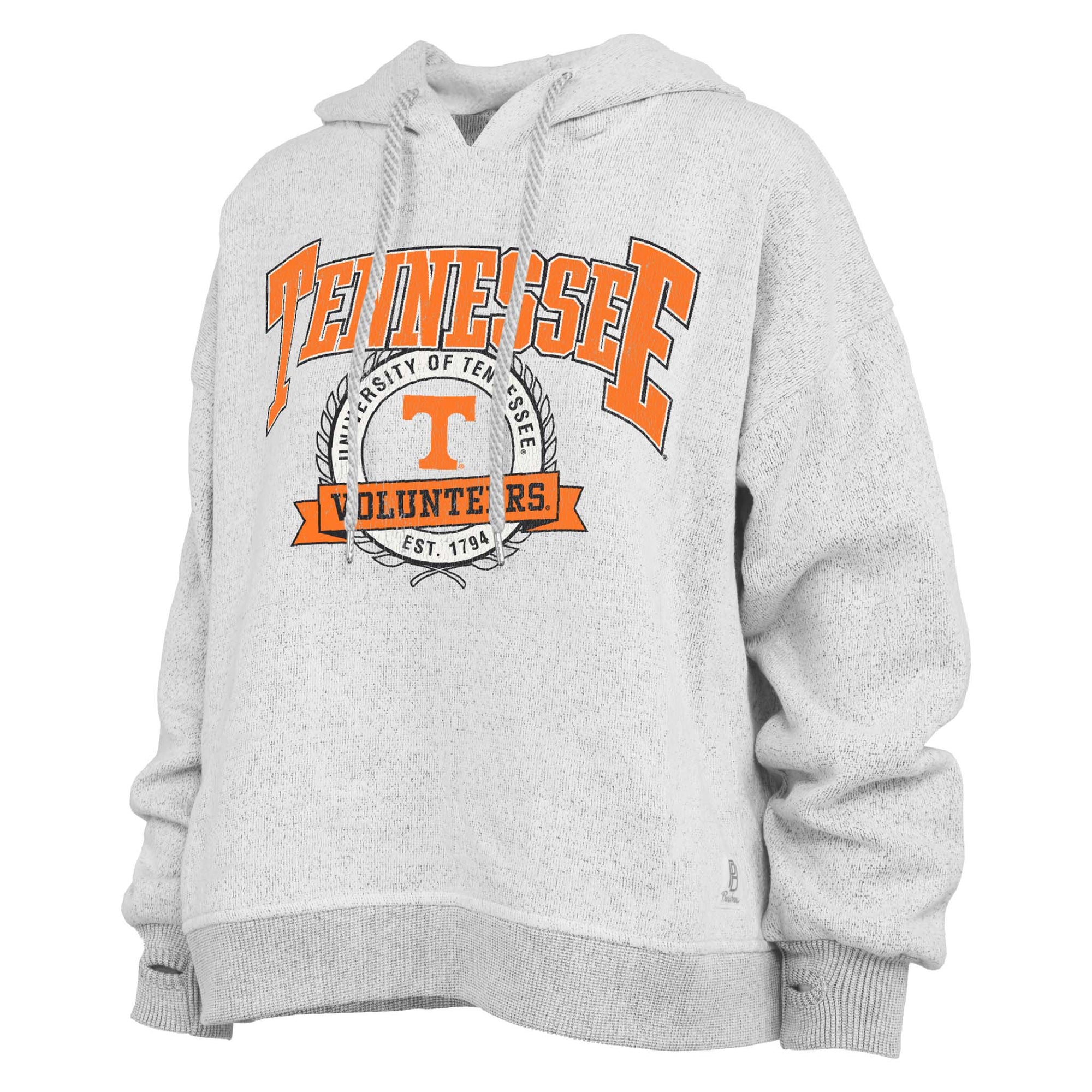 Gray hoodie with Tennessee Volunteers logo on a white background