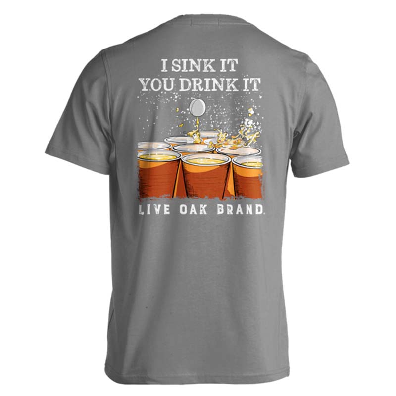 Beer Pong Short Sleeve T-Shirt in Grey and Orange