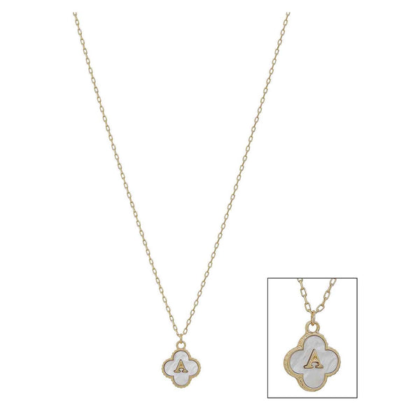 Mop Clover Initial Letter Necklace