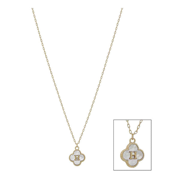 Mop Clover Initial Letter Necklace